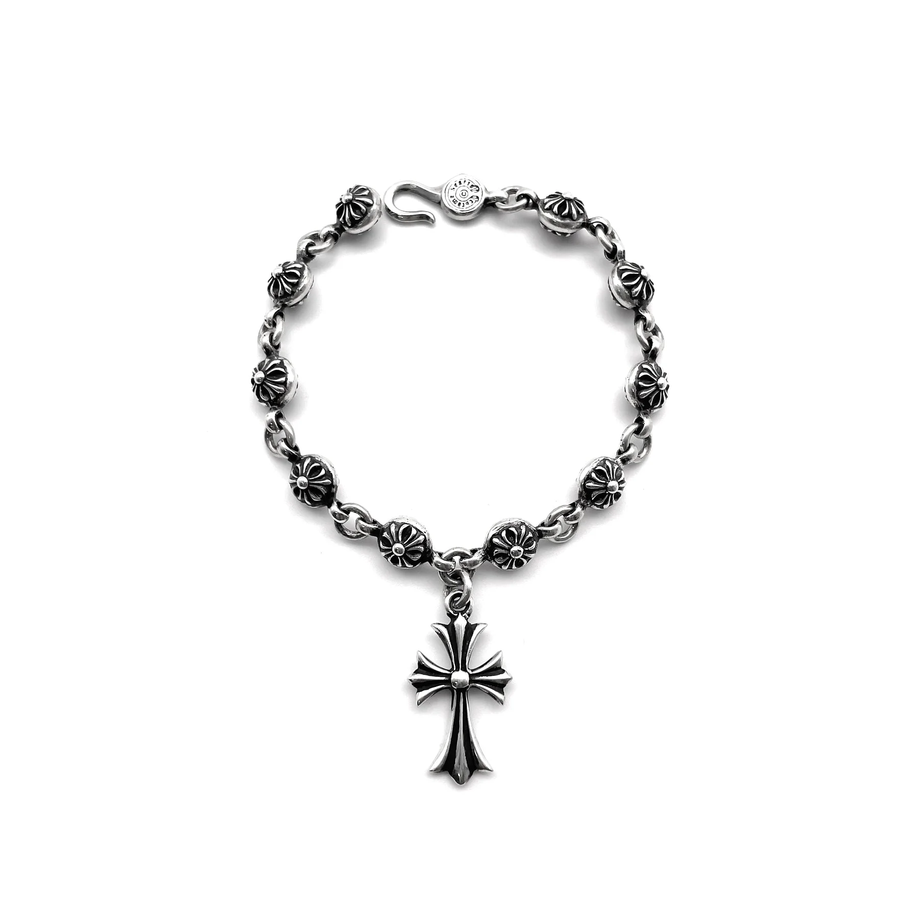 Silver Cross Ball Tiny E Bracelet Chrome Hearts Accessories for Eyewear