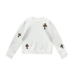 Chrome Hearts White & Leopard Cross Patch Crewneck Sweatshirt